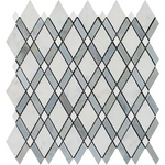 Oriental White / Asian Statuary Marble Polished Lattice Mosaic Tile w / Blue Gray-Marble Mosaic-American Tile Depot