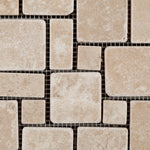 Durango Cream Travertine Tumbled Mini Versailles Mosaic Tile