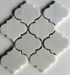 Oriental White / Asian Statuary Marble Polished 4" Morocco Mosaic Tile-Marble Mosaic-American Tile Depot