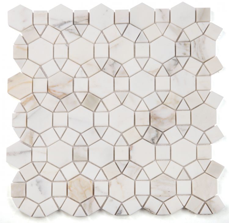 Planet Calacatta Honed Circular Marble Mosaic Tile-Marble Mosaic-American Tile Depot