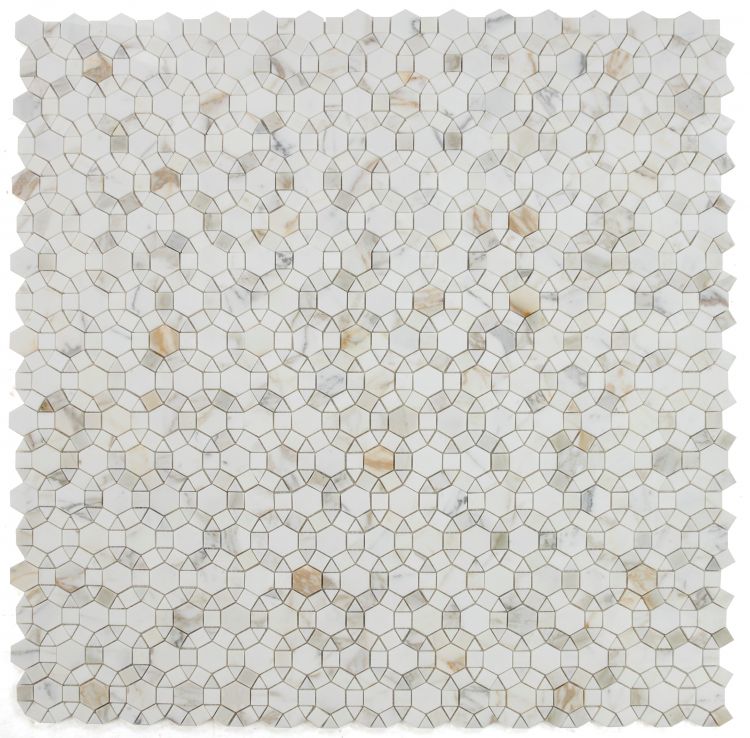 Planet Calacatta Honed Circular Marble Mosaic Tile-Marble Mosaic-American Tile Depot