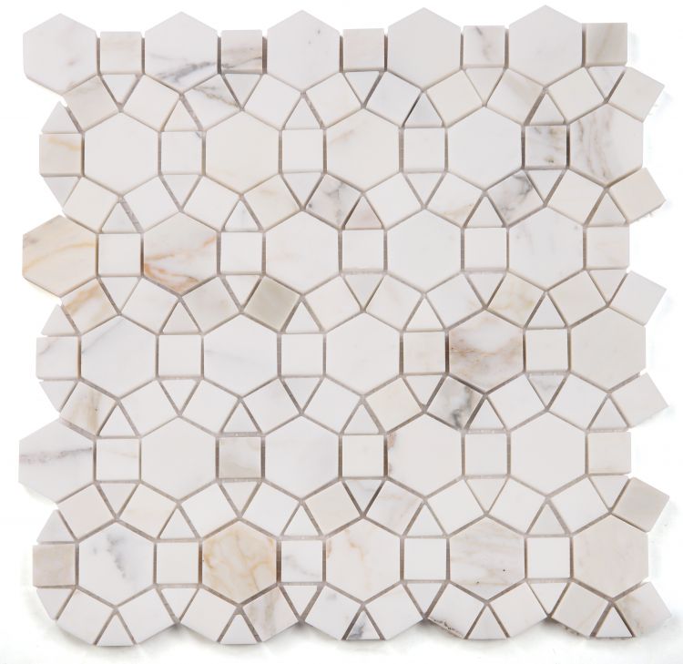 Planet Calacatta Polished Circular Marble Mosaic Tile-Marble Mosaic-American Tile Depot