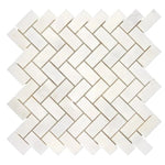 Afyon White Marble Polished 1 x 2 Herringbone Mosaic Tile-Marble Mosaic-American Tile Depot