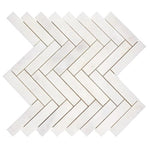 Afyon White Marble Polished 1 x 4 Herringbone Mosaic Tile-Marble Mosaic-American Tile Depot