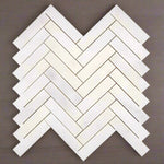 Afyon White Marble Polished 1 x 4 Herringbone Mosaic Tile-Marble Mosaic-American Tile Depot