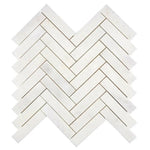 Afyon White Marble Polished 1 x 4 Herringbone Mosaic Tile-Marble Mosaic-American Tile Depot