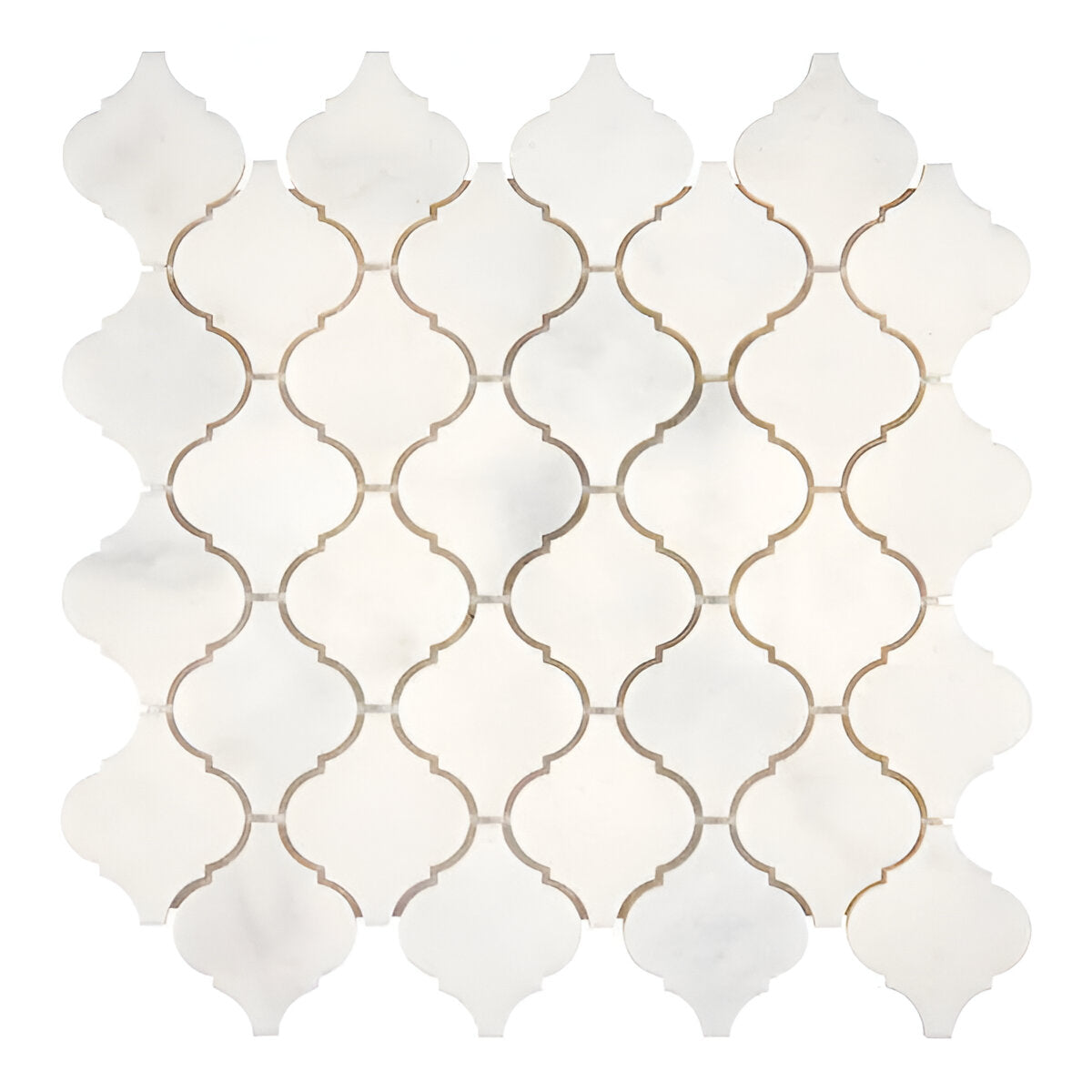 Afyon White Marble Polished Lantern Arabesque Mosaic Tile-Marble Mosaic-American Tile Depot