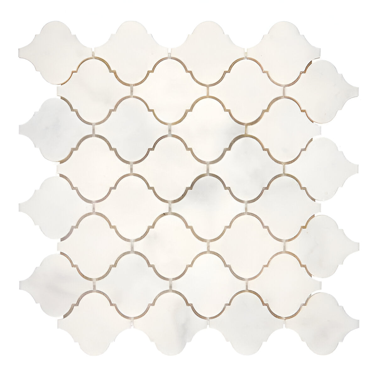 Afyon White Marble Polished Lantern Arabesque Mosaic Tile-Marble Mosaic-American Tile Depot