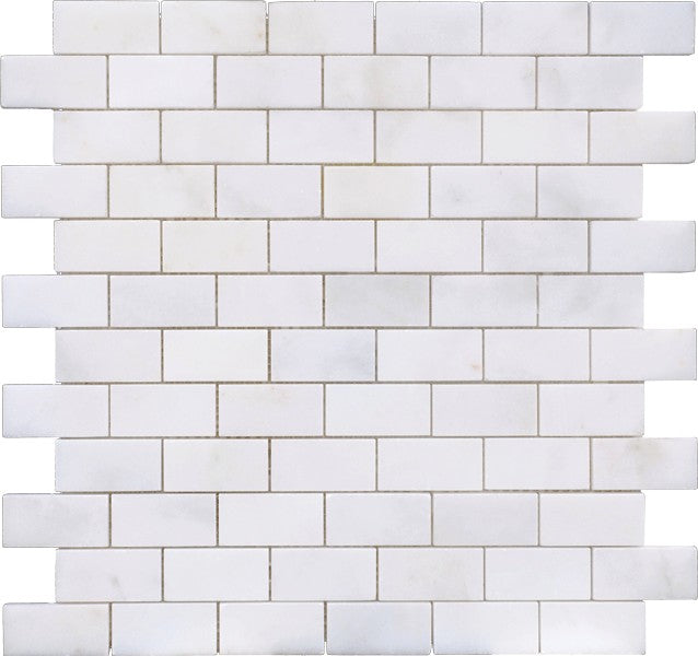 Sample of 1 X 2 Afyon White Marble Polished Brick Mosaic Tile-Sample-American Tile Depot