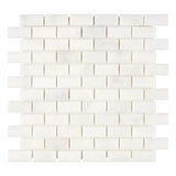 1 X 2 Afyon White Marble Polished Brick Mosaic Tile