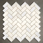 Afyon White Marble Polished 1 x 2 Herringbone Mosaic Tile-Marble Mosaic-American Tile Depot