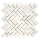 Afyon White Marble Polished 1 x 2 Herringbone Mosaic Tile