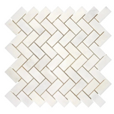 Afyon White Marble Polished 1 x 2 Herringbone Mosaic Tile