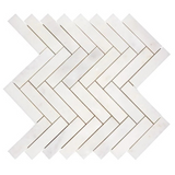 Afyon White Marble Polished 1 x 4 Herringbone Mosaic Tile