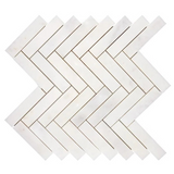 Afyon White Marble Polished 1 x 4 Herringbone Mosaic Tile