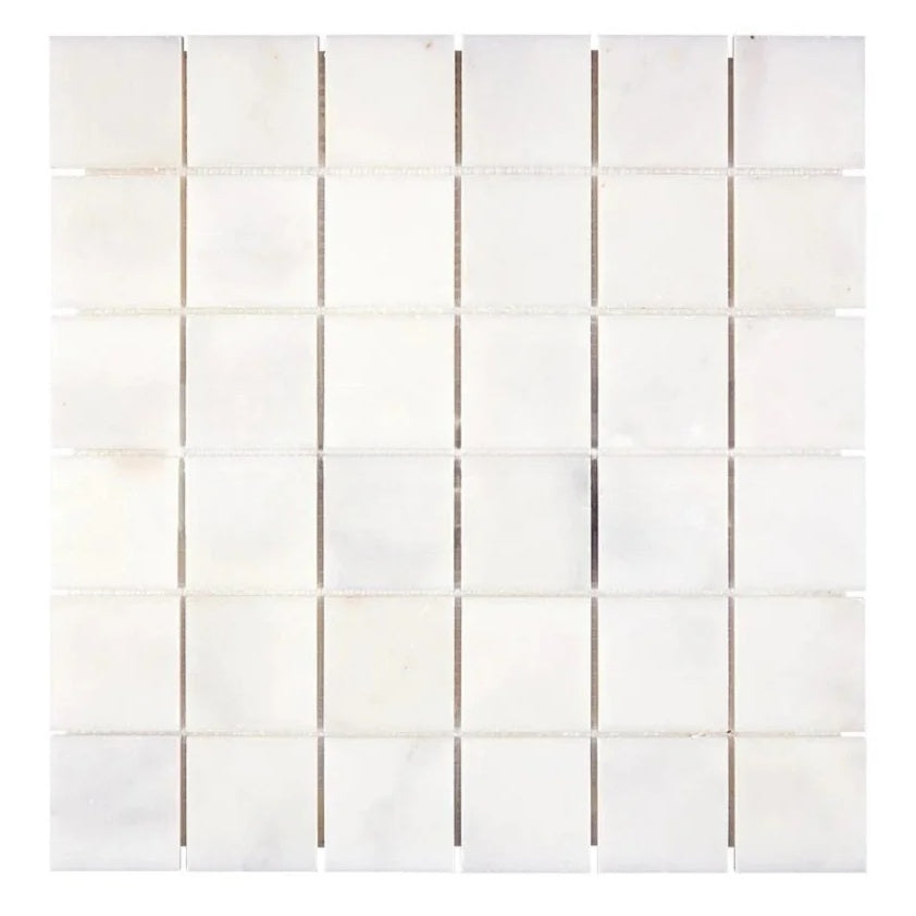 Sample of 2 X 2 Afyon White Marble Polished Mosaic Tile-Sample-American Tile Depot