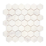 Sample of Afyon White Marble Polished 2" Hexagon Mosaic Tile-Sample-American Tile Depot