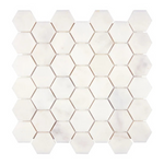 Afyon White Marble Polished 2" Hexagon Mosaic Tile-Marble Mosaic-American Tile Depot