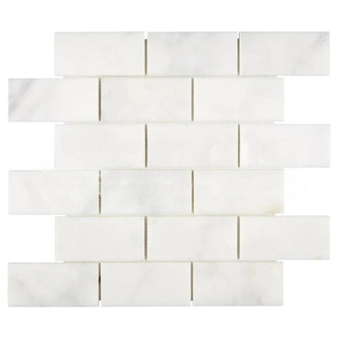 2 X 4 Afyon White Marble Polished Brick Mosaic Tile