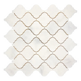 Afyon White Marble Polished Lantern Arabesque Mosaic Tile-Marble Mosaic-American Tile Depot