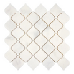 Afyon White Marble Polished Lantern Arabesque Mosaic Tile-Marble Mosaic-American Tile Depot