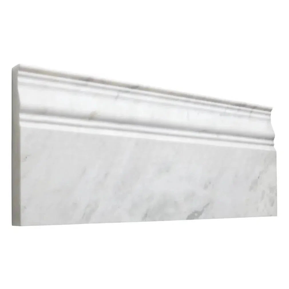 Sample of Afyon White Marble Polished 4 3/4 X 12 Baseboard Trim Liner-Sample-American Tile Depot