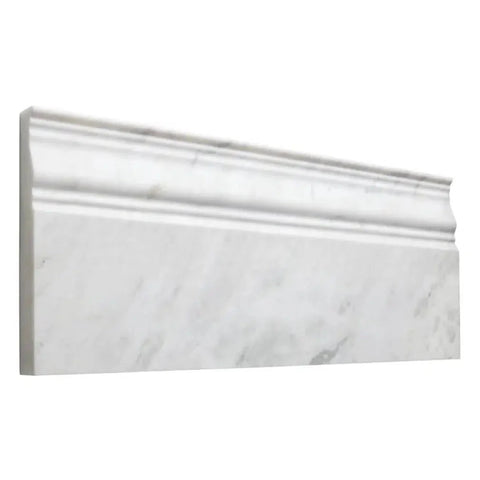 Afyon White Marble Polished 4 3/4 X 12 Baseboard Trim Liner