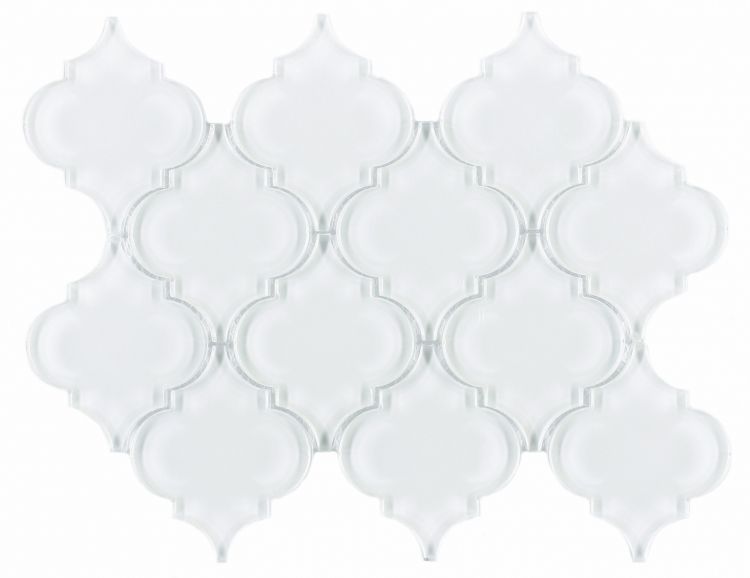 Sultan White Shining Glossy Arabesque Glass Mosaic Tile-Glass Mosaic-American Tile Depot