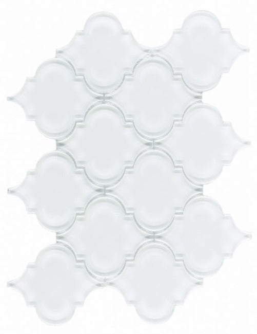 Sultan White Shining Glossy Arabesque Glass Mosaic Tile-Glass Mosaic-American Tile Depot