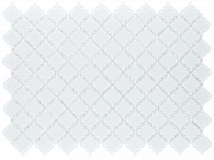 Sultan White Shining Glossy Arabesque Glass Mosaic Tile-Glass Mosaic-American Tile Depot