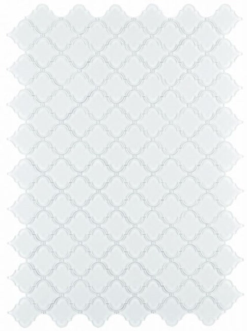 Sultan White Shining Glossy Arabesque Glass Mosaic Tile-Glass Mosaic-American Tile Depot