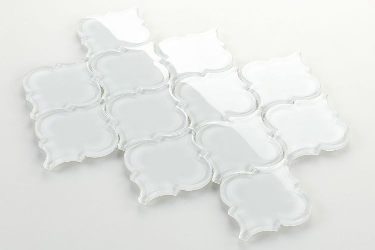 Sultan White Shining Glossy Arabesque Glass Mosaic Tile-Glass Mosaic-American Tile Depot