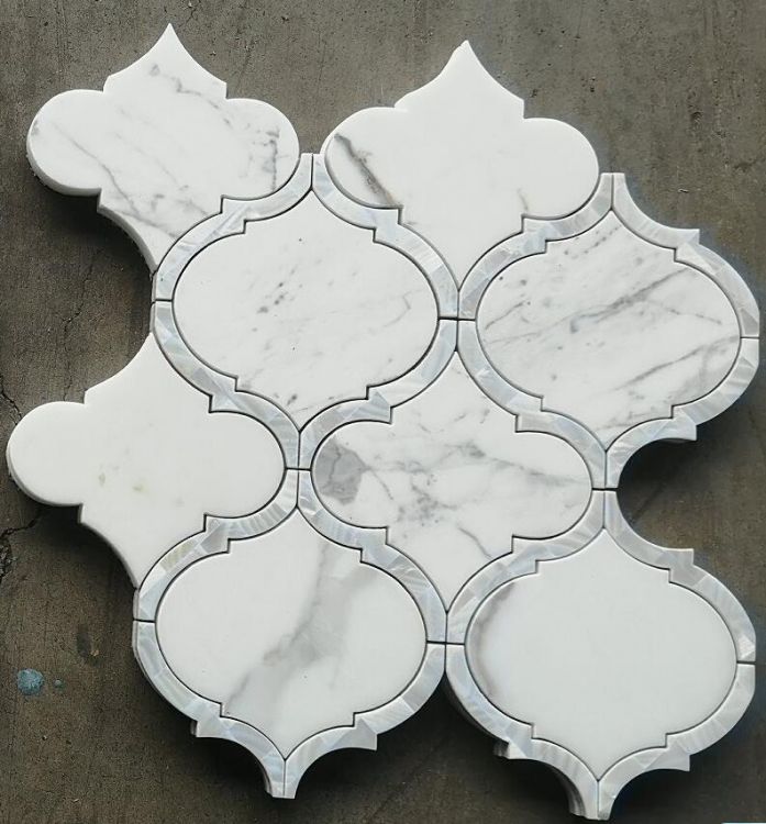 Grace Pearl Calacatta White Arabesque Waterjet Mosaic Wall Tile-Mixed Mosaic-American Tile Depot