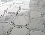 Grace Pearl Calacatta White Arabesque Waterjet Mosaic Wall Tile-Mixed Mosaic-American Tile Depot