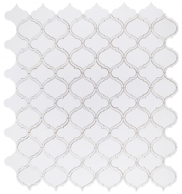 Grace Pearl Thassos New Arabesque Waterjet Mosaic Wall Tile-Mixed Mosaic-American Tile Depot