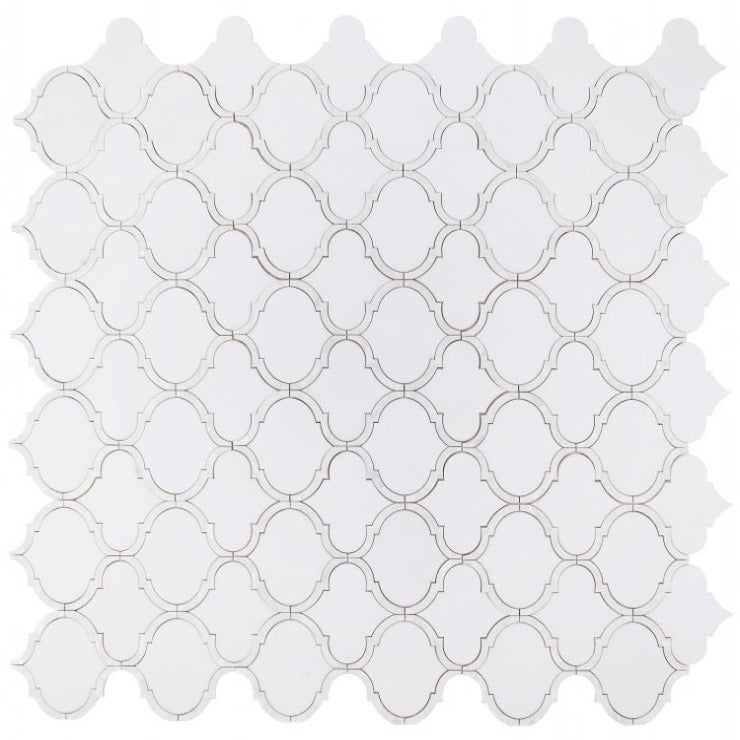 Grace Pearl Thassos New Arabesque Waterjet Mosaic Wall Tile-Mixed Mosaic-American Tile Depot