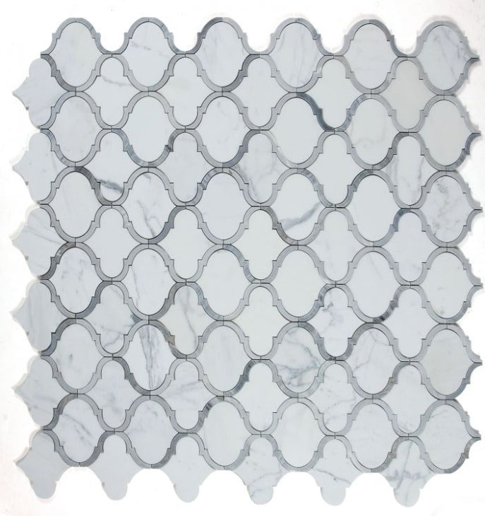 Grace Precious Sky Arabesque Waterjet Mosaic Wall Tile-Marble Mosaic-American Tile Depot