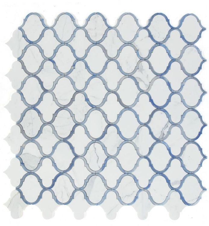 Grace Royal Sapphire Arabesque Waterjet Mosaic Wall Tile-Mixed Mosaic-American Tile Depot