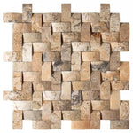 Antico Onyx Travertine CNC-Arched 1 X 2 Herringbone Mosaic Tile-Travertine Mosaic-American Tile Depot