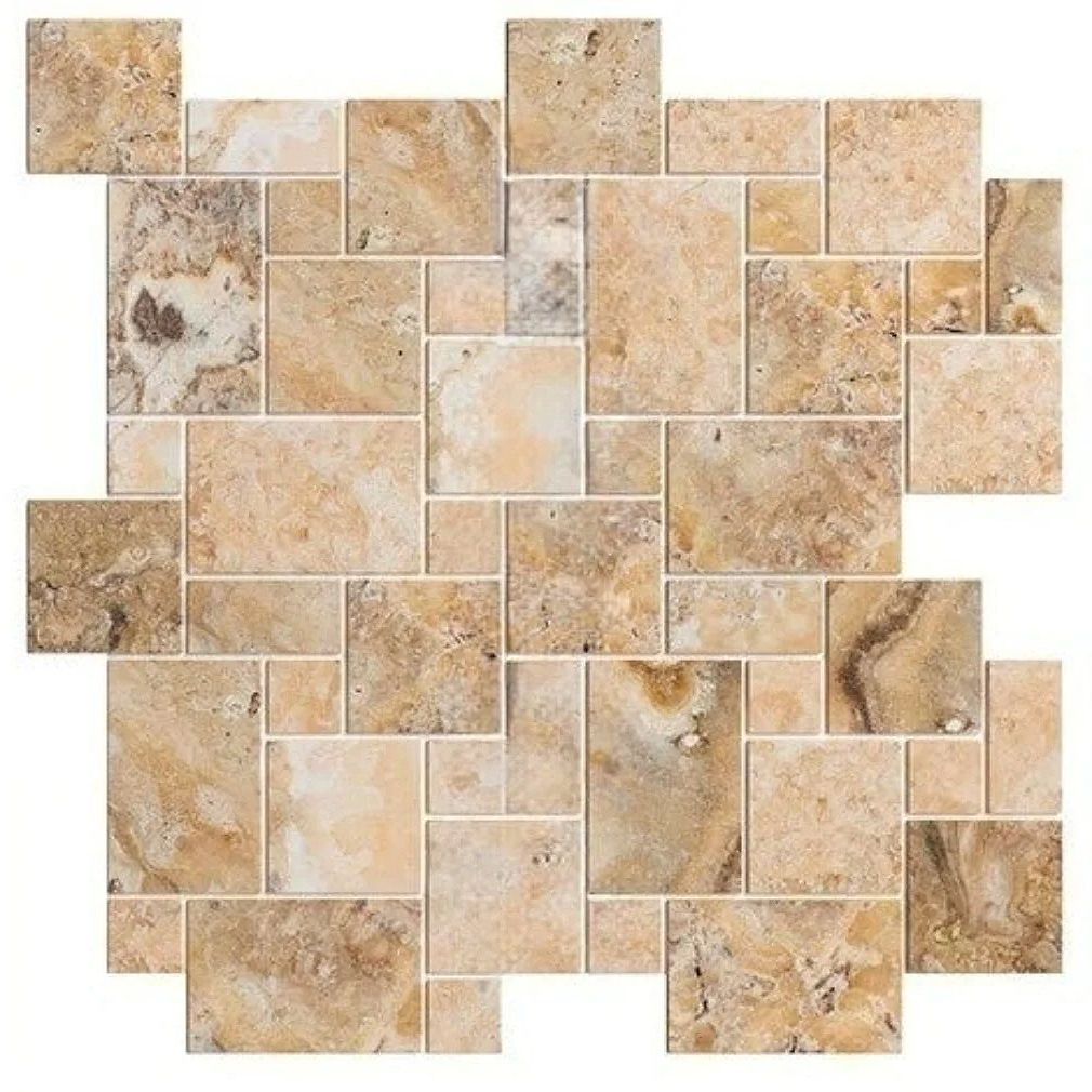 Antico Onyx Travertine Tumbled Mini Versailles Mosaic Tile-Marble Mosaic-American Tile Depot