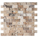 1 X 2 Antico Onyx Travertine Split-Faced Brick Mosaic Tile