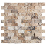 1 X 2 Antico Onyx Travertine Split-Faced Brick Mosaic Tile-Travertine Mosaic-American Tile Depot