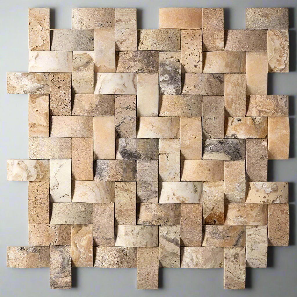 Antico Onyx Travertine CNC-Arched 1 X 2 Herringbone Mosaic Tile-Travertine Mosaic-American Tile Depot