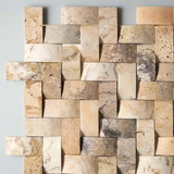 Antico Onyx Travertine CNC-Arched 1 X 2 Herringbone Mosaic Tile