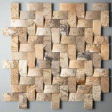 Antico Onyx Travertine CNC-Arched 1 X 2 Herringbone Mosaic Tile