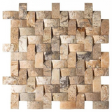 Antico Onyx Travertine CNC-Arched 1 X 2 Herringbone Mosaic Tile