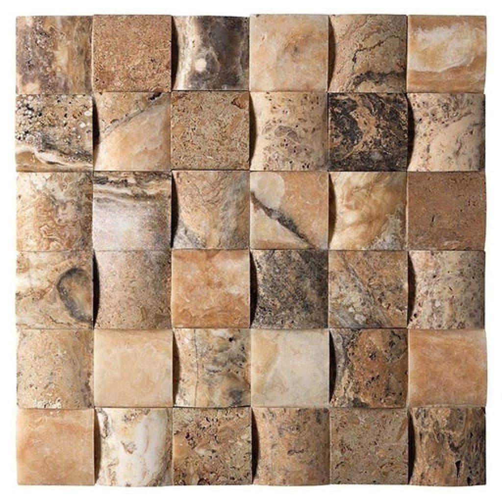 Sample of 2 X 2 Antico Onyx Travertine CNC-Arched Mosaic Tile-Sample-American Tile Depot