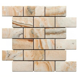 2 X 4 Antico Onyx Travertine Tumbled Brick Mosaic Tile