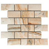 2 X 4 Antico Onyx Travertine Tumbled Brick Mosaic Tile