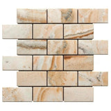 Sample of 2 X 4 Antico Onyx Travertine Tumbled Brick Mosaic Tile-Sample-American Tile Depot